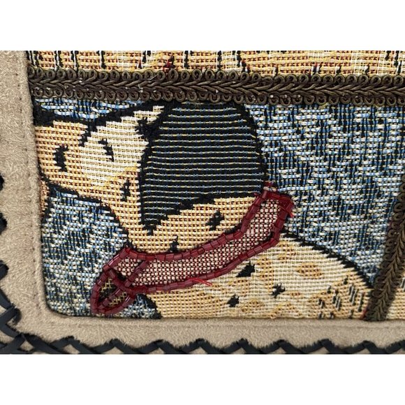 Dalmatian Shih Tzu Dog Beaded Tapestry Faux Velour Handbag Bag Wood Stud Handles - Picture 2 of 16